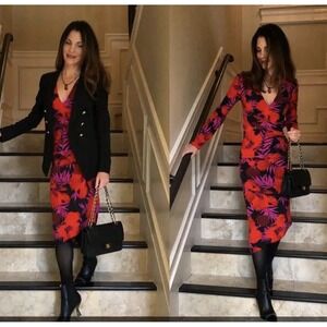 $650 Veronica Beard Alvaro Dress Silk Midi Long Sleeve Size 8